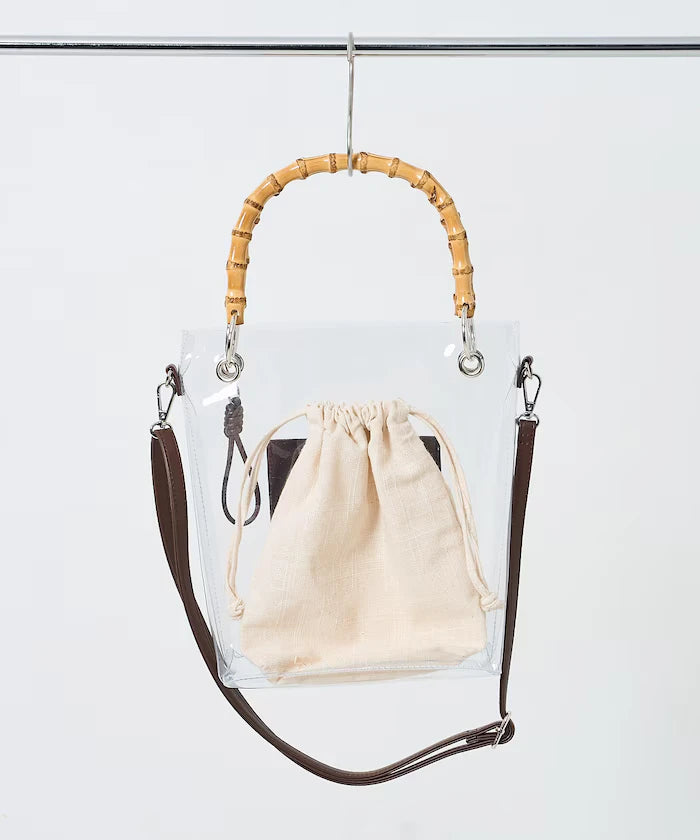 2way Bamboo Handle PVC Bag
