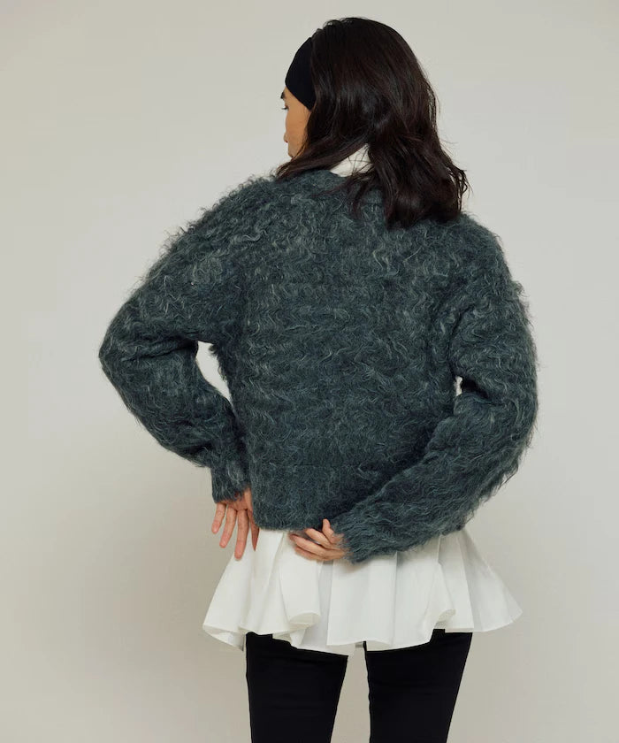 Variation Button Shaggy Knit Cardigan