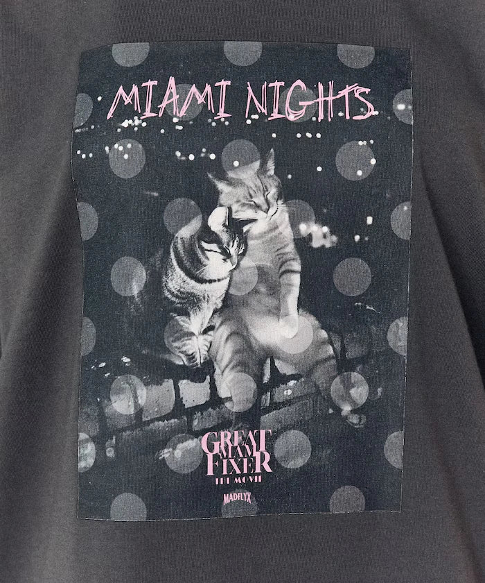 <Functional Material> MIAMI NIGHTS Cat Photo T-shirt Limited Edition