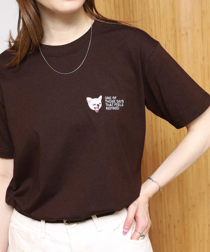 Organic Cotton One Point Animal Embroidery T-Shirt