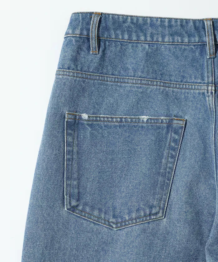Chino Denim Docking Pants / Wide Straight Pants