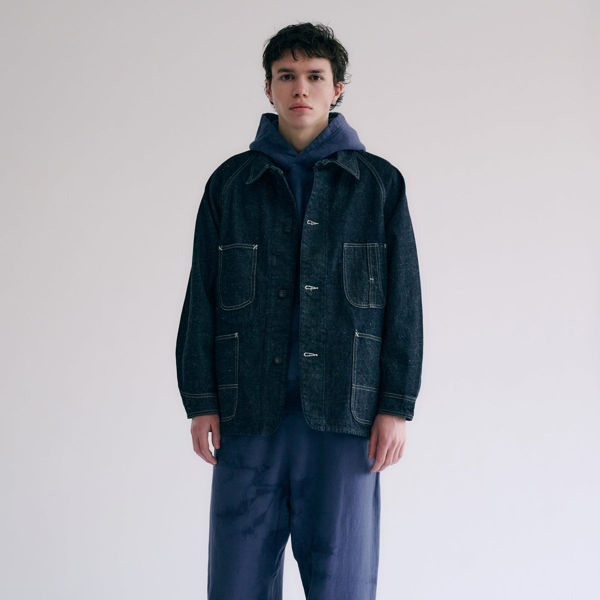 GL15377A / RECYCLED WASTE SUVIN COTTON YARN 11.5oz. DENIM WORK COAT