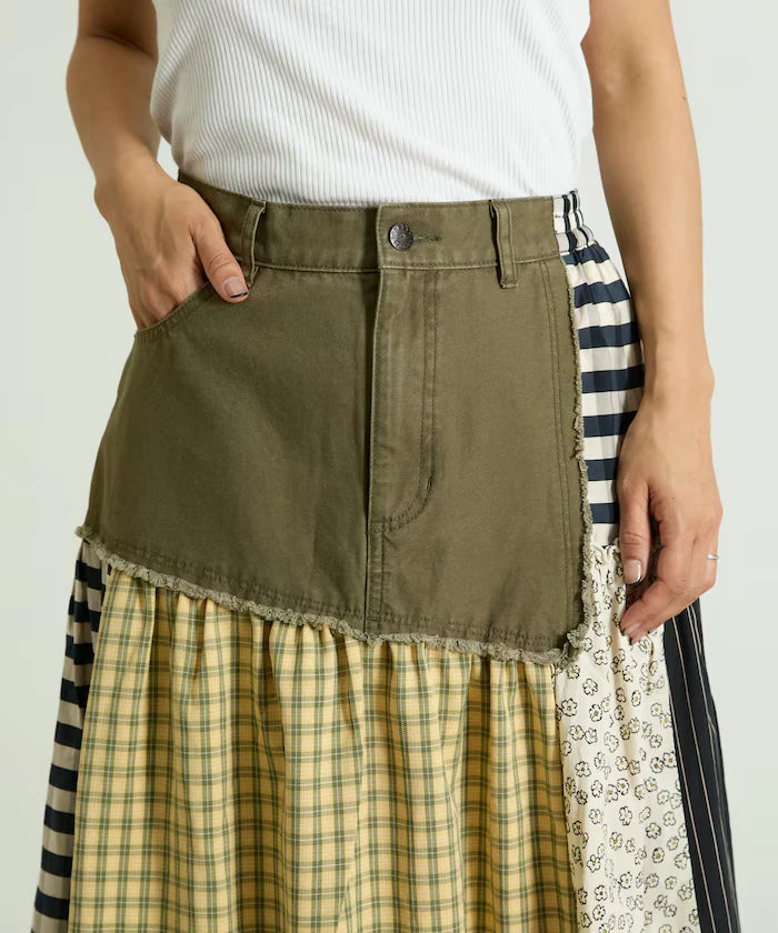 Flower & Check Docking Skirt
