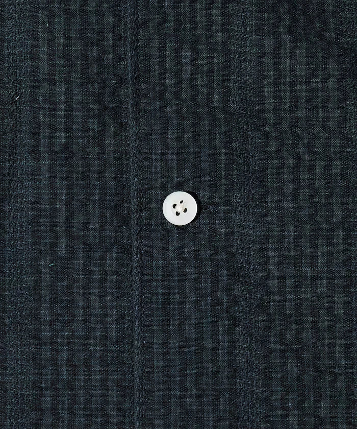 Seersucker Spindle Open Collar Short Sleeve Shirt