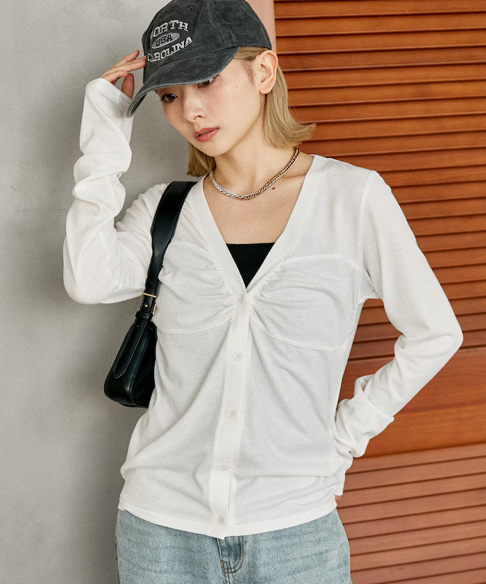 Layered-style V-neck cardigan limited edition
