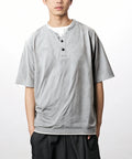 Fake Layered Henry Neck Cut-and-sew Short Sleeve T-shirt [Limited Edition]