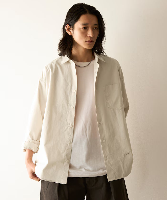Nuance Color Oversized Regular Collar Long Sleeve Shirt