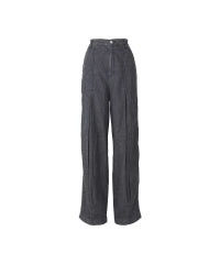 Cotton Linen Denim Tuck Pants
