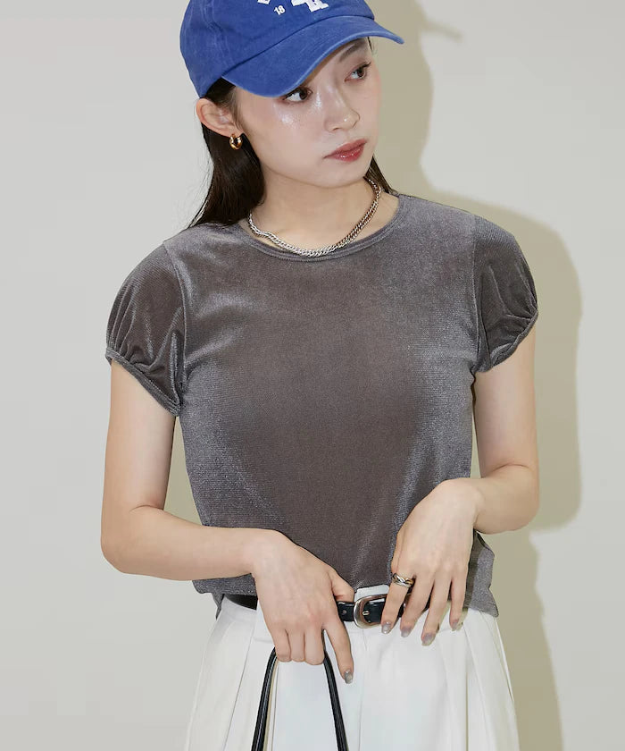 Puff Sleeve Sheer Flocky T-Shirt Limited Edition