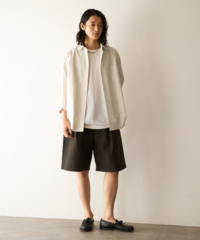 Nuance Color Oversized Regular Collar Long Sleeve Shirt