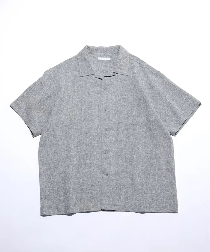 Dry Touch Summer Tweed Short Sleeve Open Collar Shirt