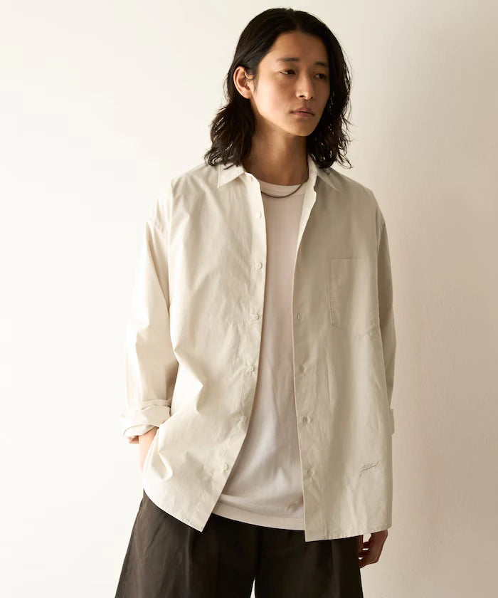 Nuance Color Oversized Regular Collar Long Sleeve Shirt