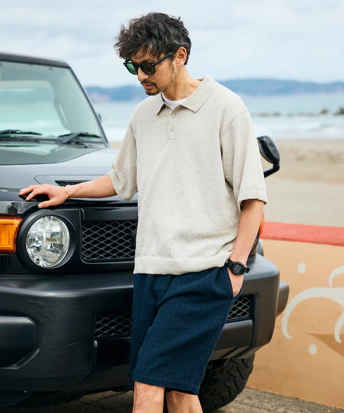 Dry Touch Boucle Yarn Knit Polo Shirt