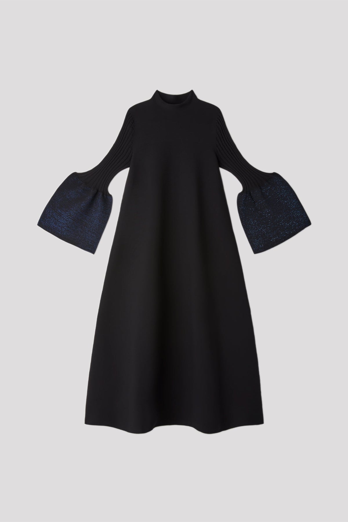 POTTERY GLITTER MOCKNECK LONG BELL SLEEVE FLARE DRESS