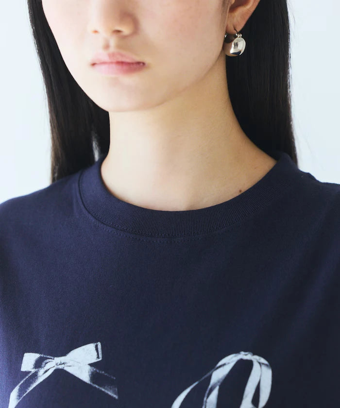 Comfortable Ribbon Print Crew Neck T-shirt