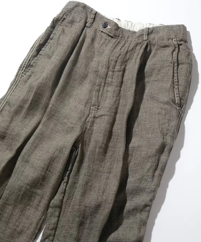 French Linen Tweed 1 Tuck Trousers