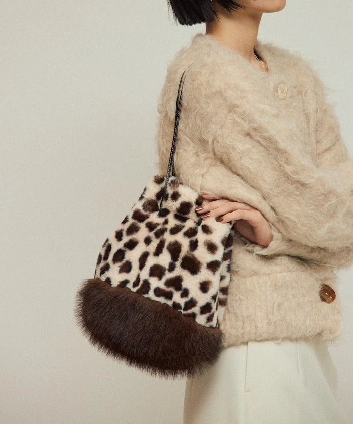 Faux Fur Animal Drawstring Bag