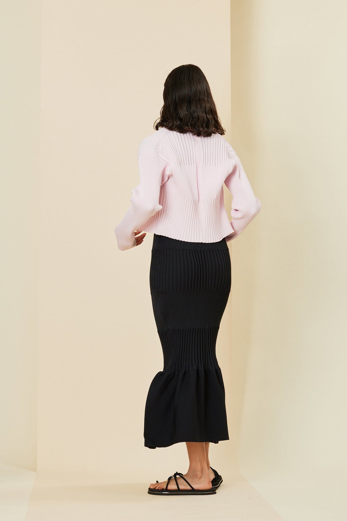 FLUTED CROPPED SHIRT CARDIGAN