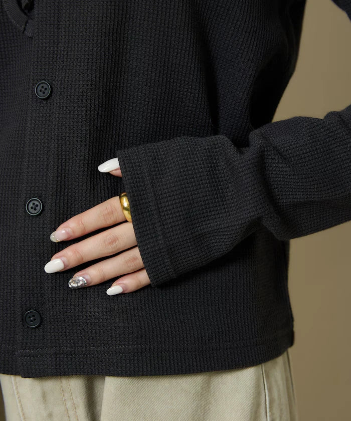 Mini Waffle Ribbon Cardigan