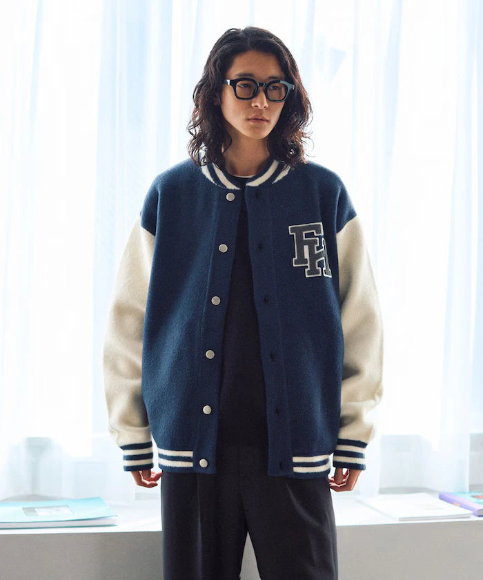 Relaxed Fit Logo Knit Varsity Jacket