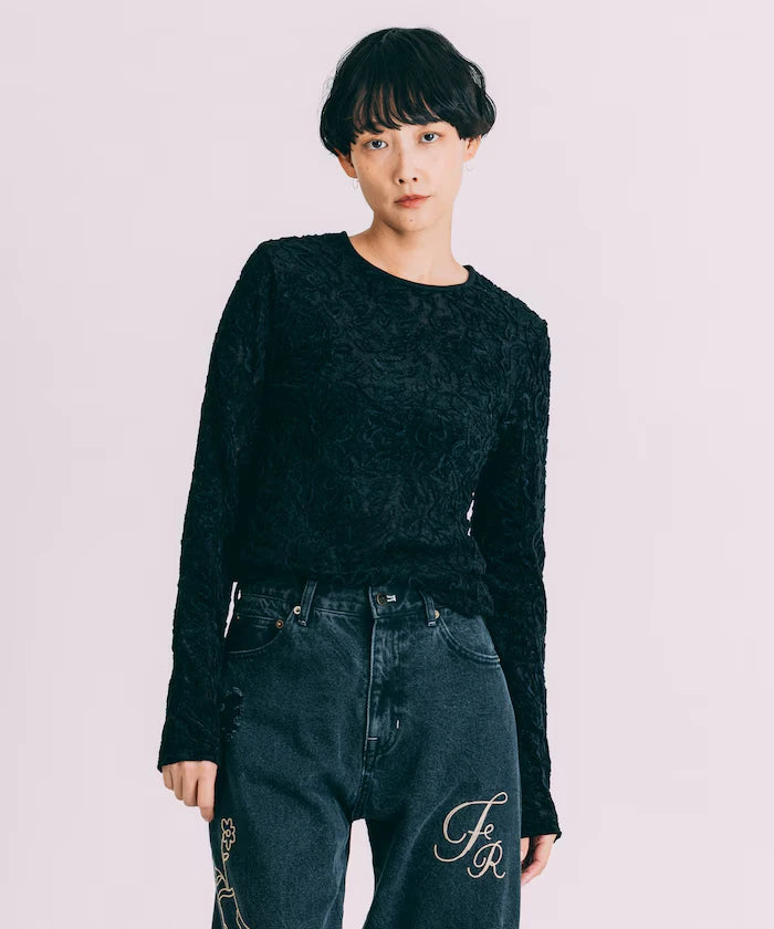Mesh Velour Top