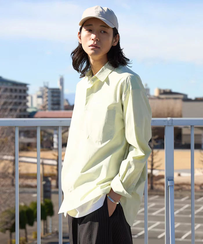 Nuance Color Oversized Regular Collar Long Sleeve Shirt
