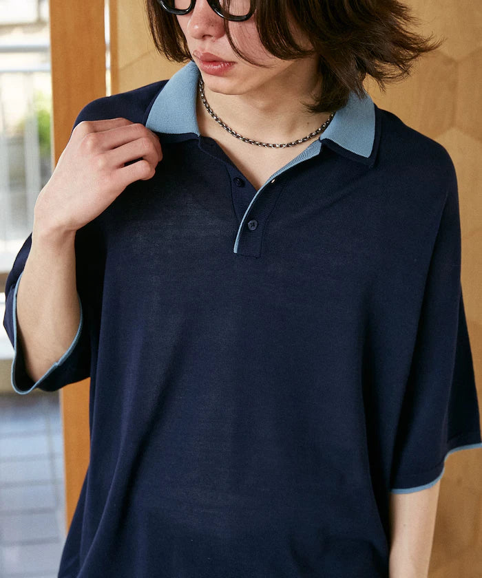 LOVE POP STUDIO Collar Layered Knit Polo Shirt Limited Edition