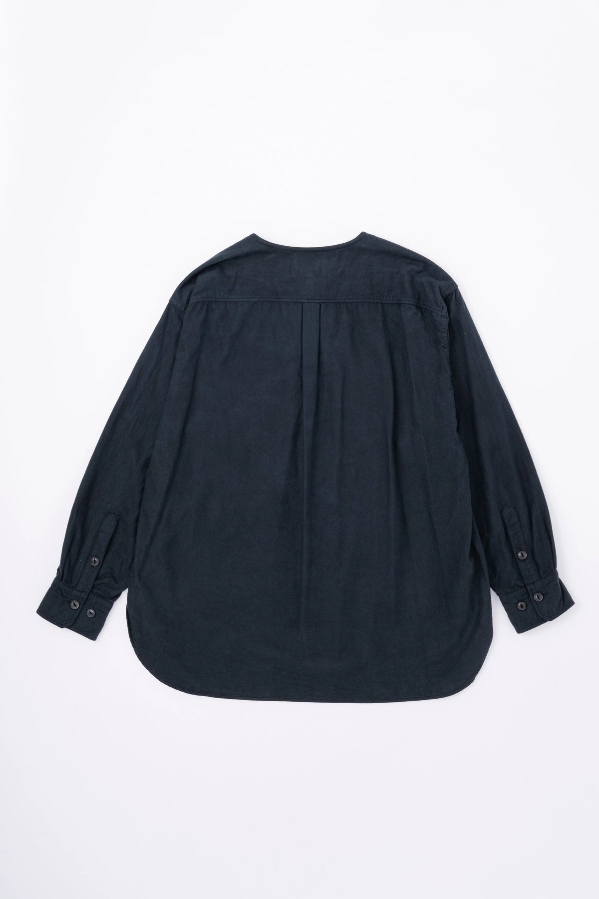 BRUSHED COTTON COLLARLESS SHIRT