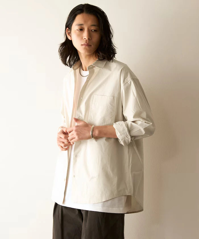 Nuance Color Oversized Regular Collar Long Sleeve Shirt