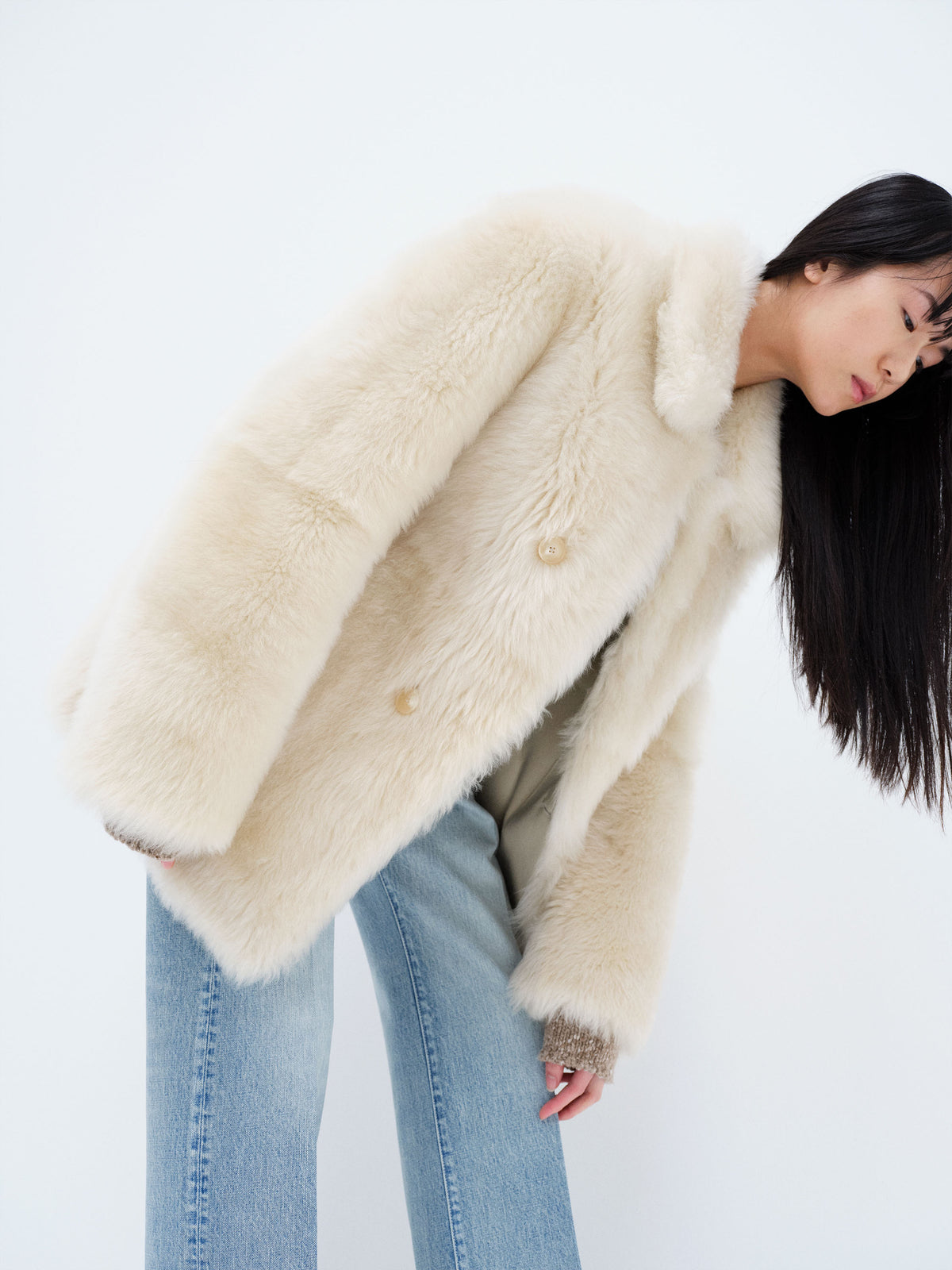 LONG HAIRED MERINO MOUTON SHORT COAT