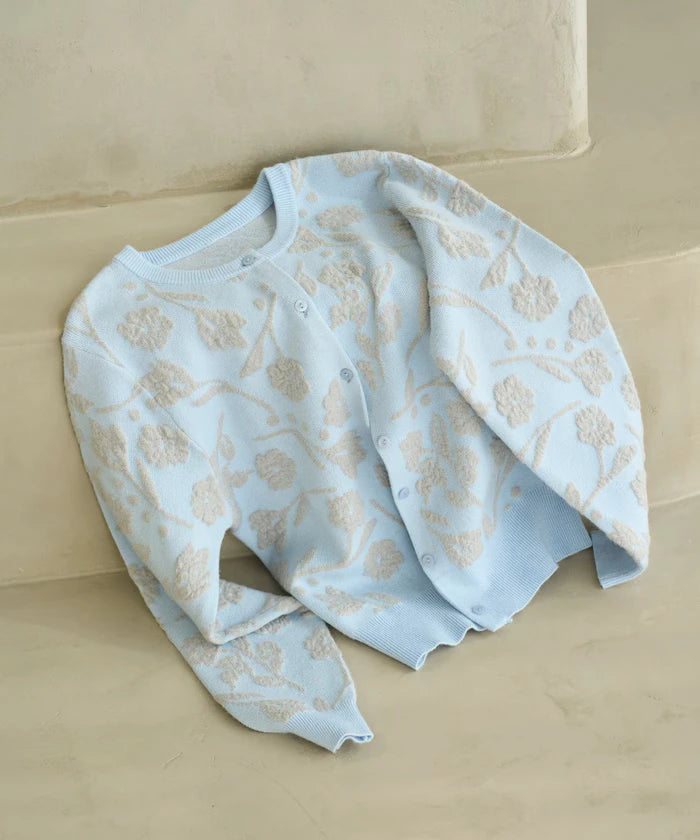 Flower Jacquard Knit Cardigan