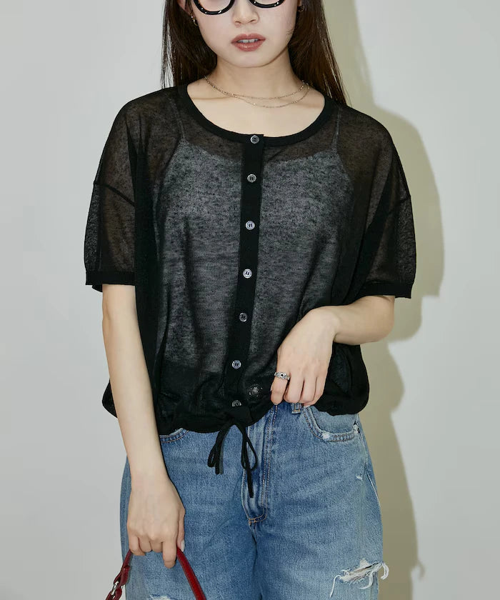 Washable Linen Hem Cord Summer Knit Cardigan Limited Edition