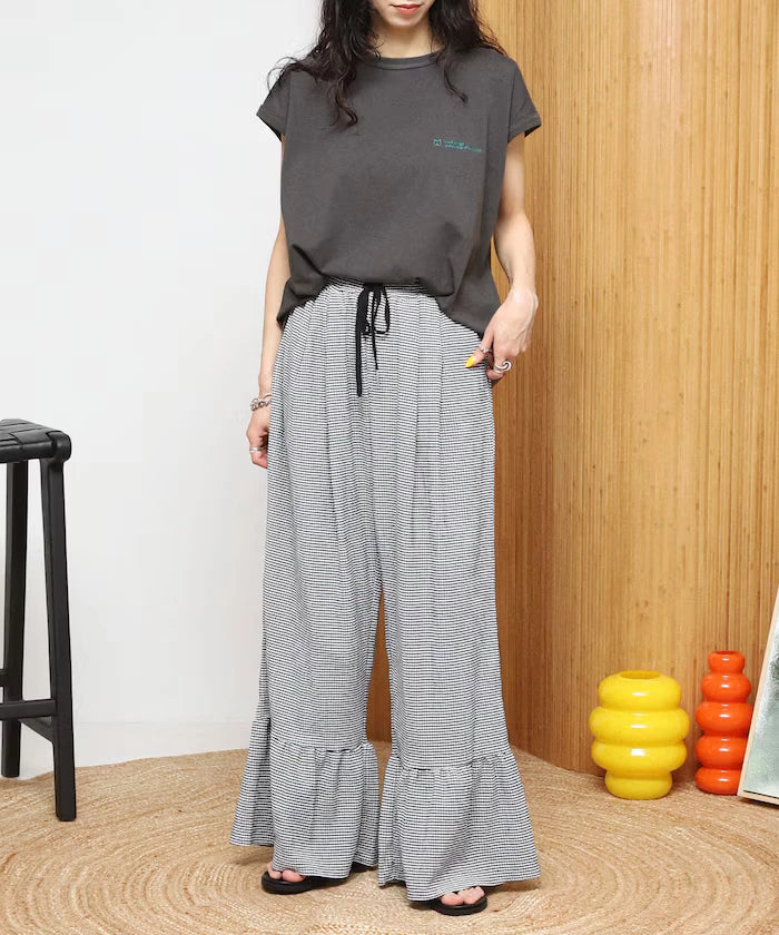 Wide Silhouette Tiered Check Easy Pants [Limited Edition]