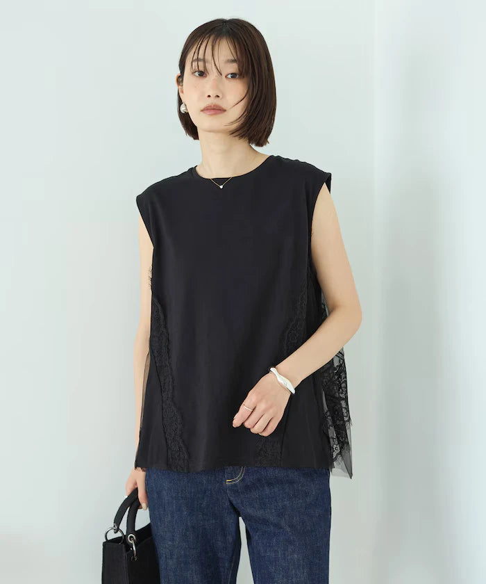 Organic Cotton Tulle Lace Docking Top