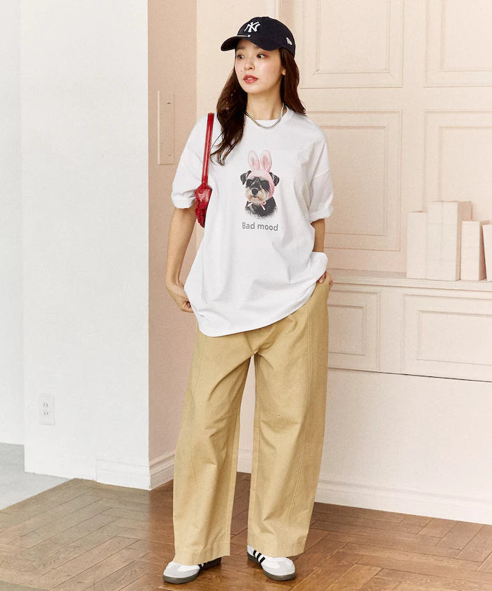 <Functional Material> Bad Mood Dog Print T-Shirt Limited Edition