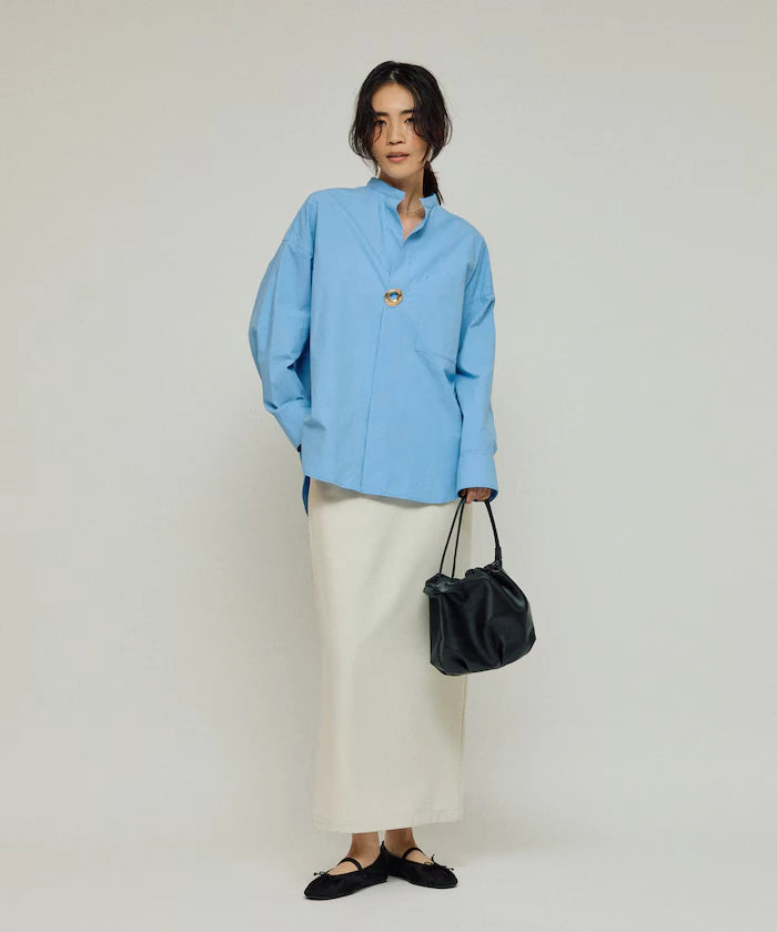 Oversized Long Sleeve Brooch Shirt