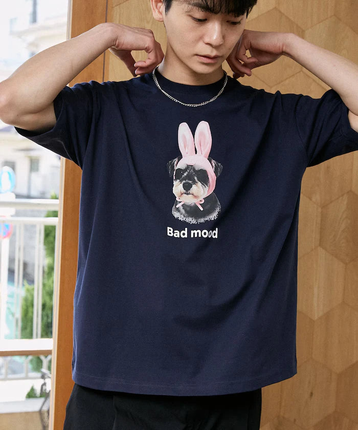 <Functional Material> Bad Mood Dog Print T-Shirt Limited Edition