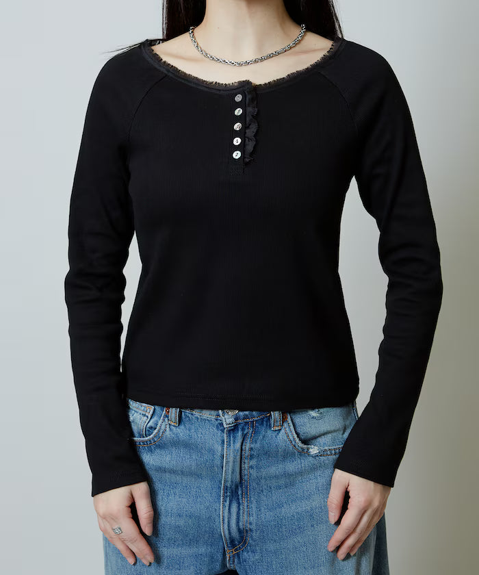 Lace Insert Long Sleeve T-Shirt
