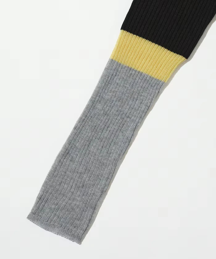 Functional material silk blend color block knit pullover / anti-pill / machine washable