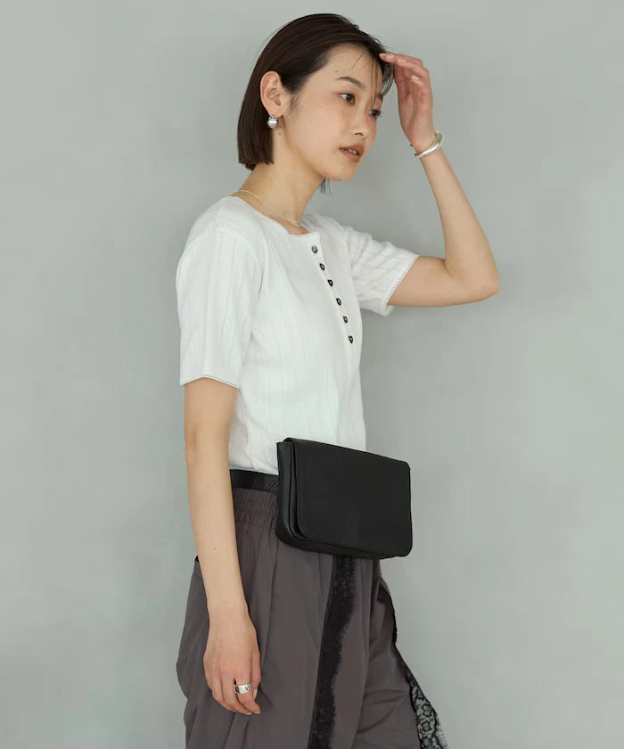 Henry Neck Knitted Lace T-Shirt