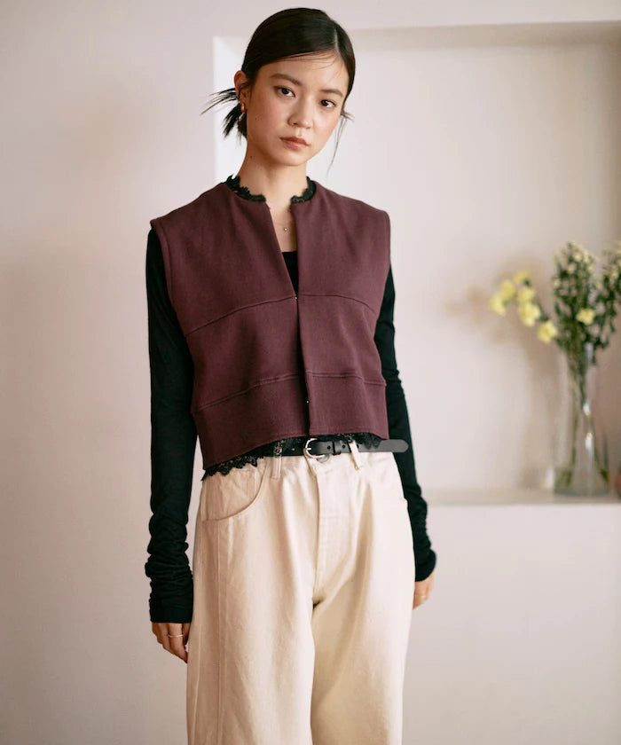 Organic Cotton Lace Sweat Vest / Lined Sweat