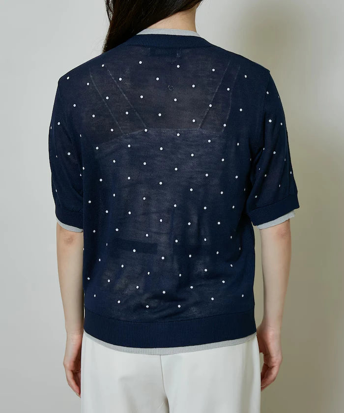 Dot Pattern Layered Short Sleeve Knit Cardigan Limited Release