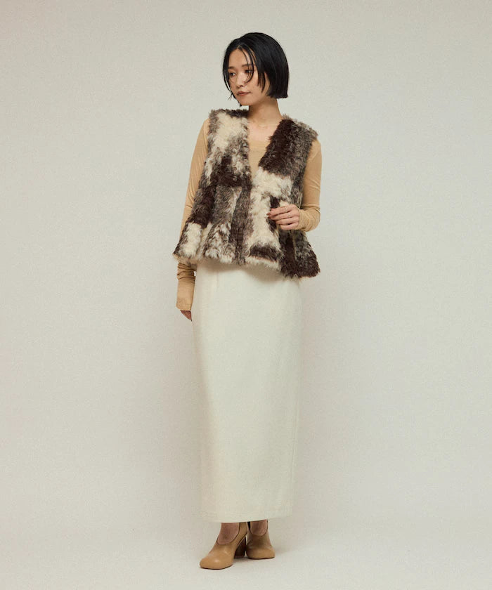 Peplum Silhouette Cow Print Fake Fur Vest