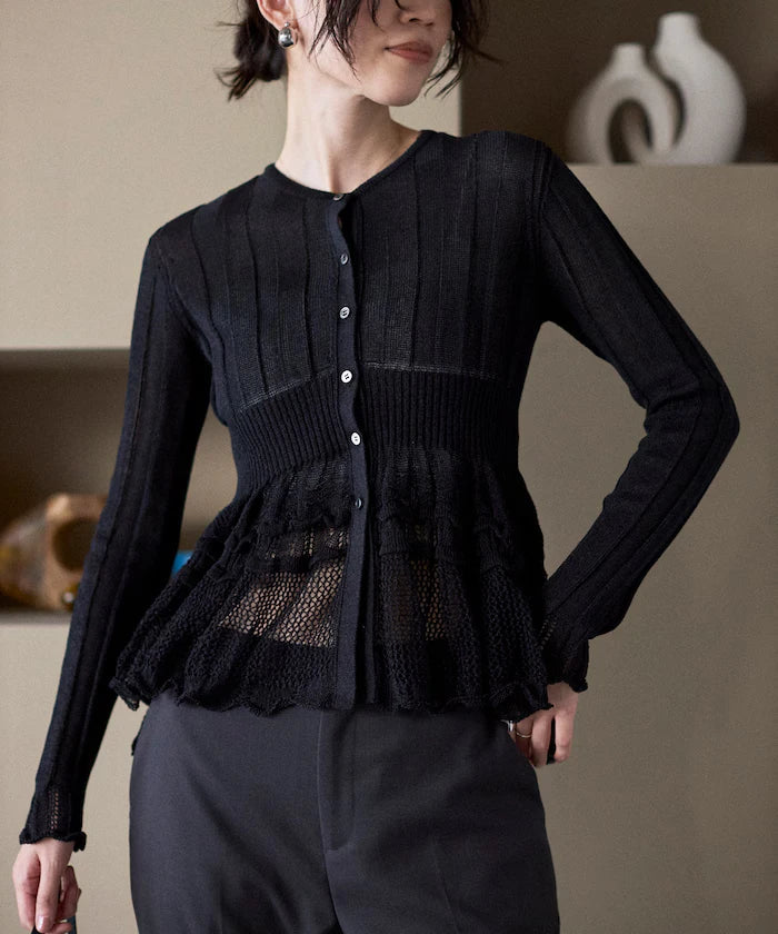 Japan Made Whole Garment Peplum Cardigan