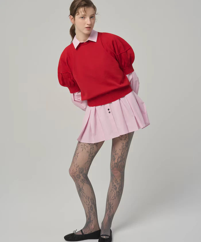 Japan Made Whole Garment Puff Sleeve Top