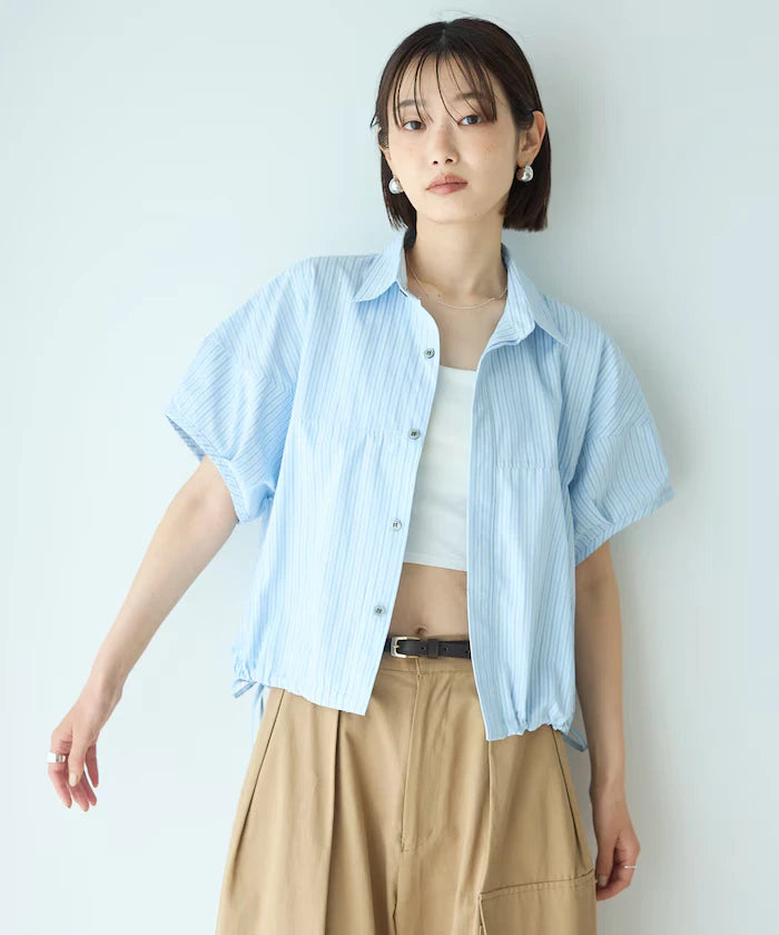 Switch Short Sleeve Hem Code Blouse