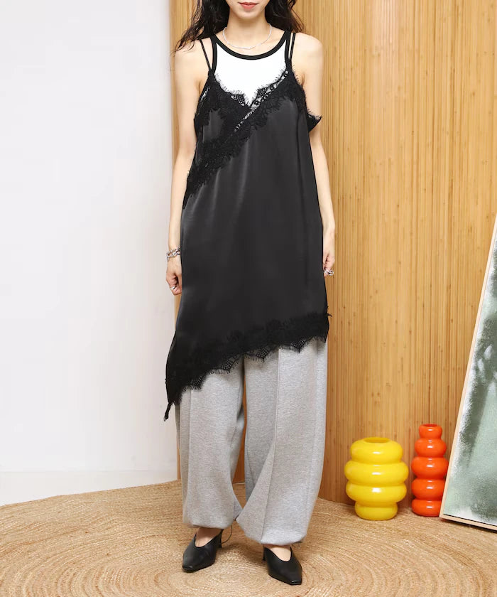Lace Contrast Vintage Satin Camisole Top