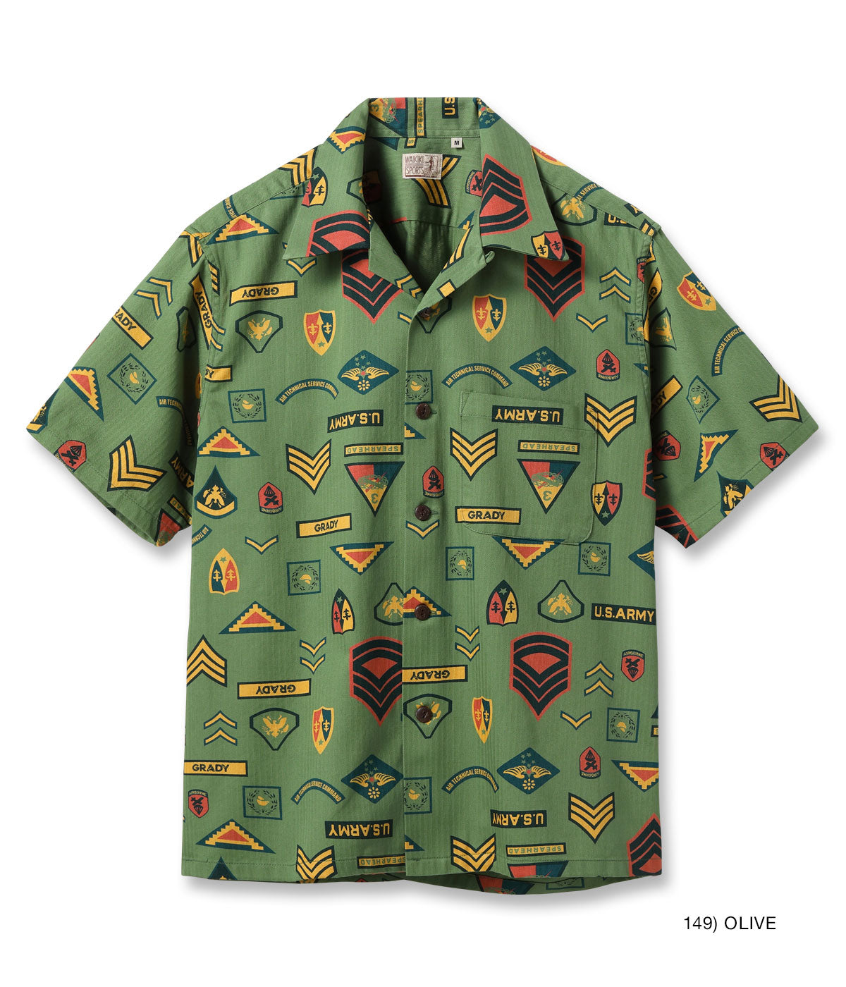 Cotton Herringbone Hawaiian Shirt "Insignia Of Army"