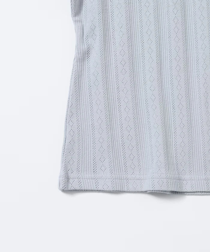 Henry Neck Knitted Lace T-Shirt