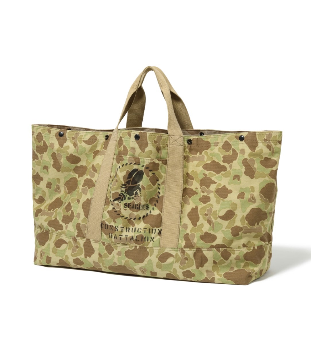 HERRINGBONE TWILL, CAMOUFLAGE REVERSIBLE BAG SEABEES STENCIL